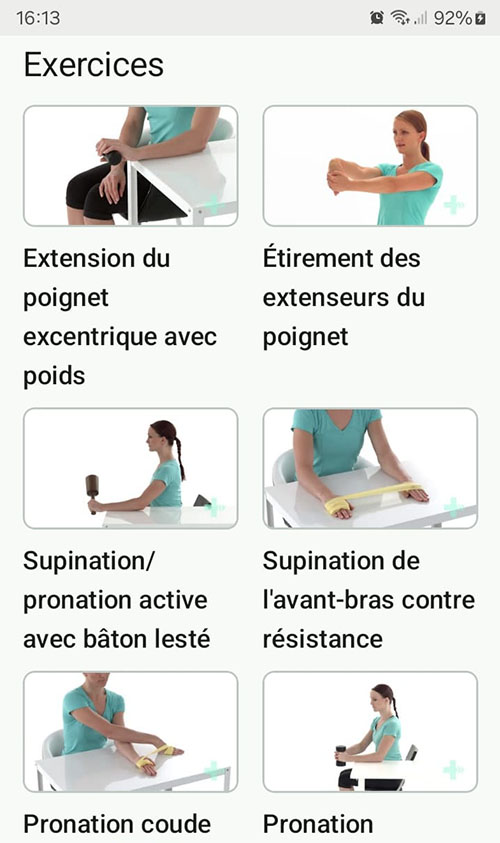 Programme d'exercices en ligne Coude du tennisman