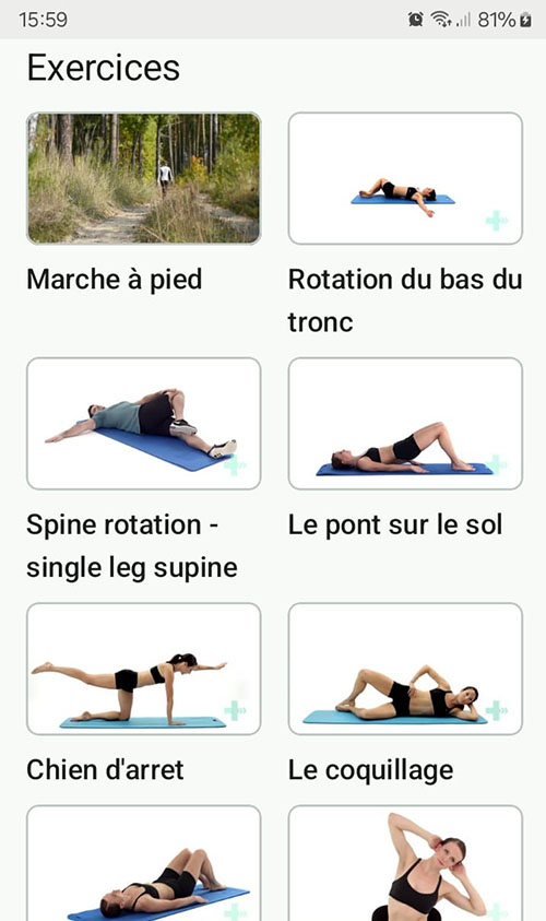 Programme d'exercices en ligne Syndrome des facettes lombaires
