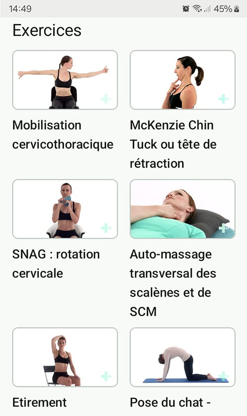 Programme d'exercices en ligne Radiculopathie cervicale