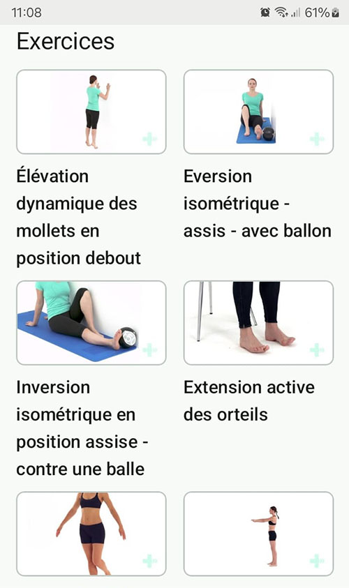 Programme d'exercices en ligne Instabilité de la cheville